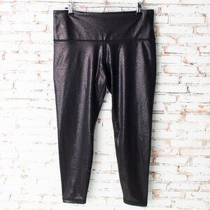 Athleta Elation Black Shine Tight Leggings Women's 1X Glossy High-Rise